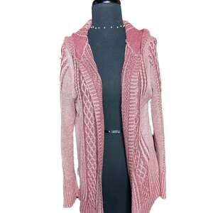 Pink Rose Junior's Hooded Mauve Cardigan Sweater Size S